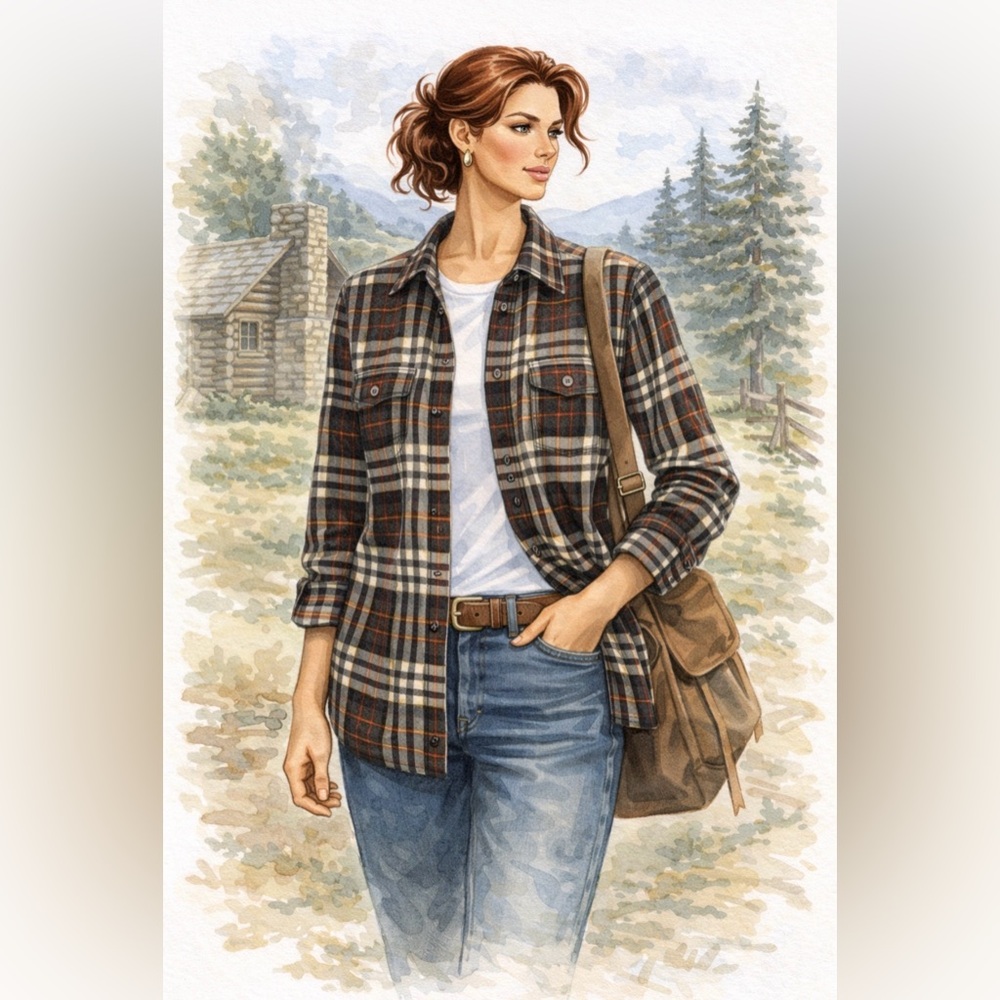 Lauren Ralph Lauren Plaid Cotton Flannel Shirt Women’s Small (Fits L) Vintage 90
